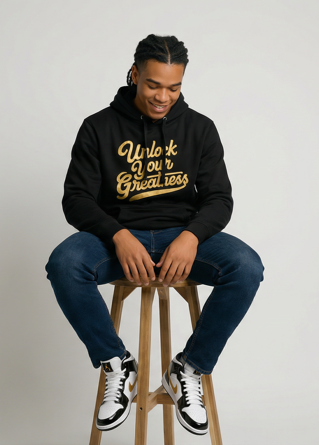 Unlock Your Greatness Hoodie -Black & Gold Urban Gate Apparel