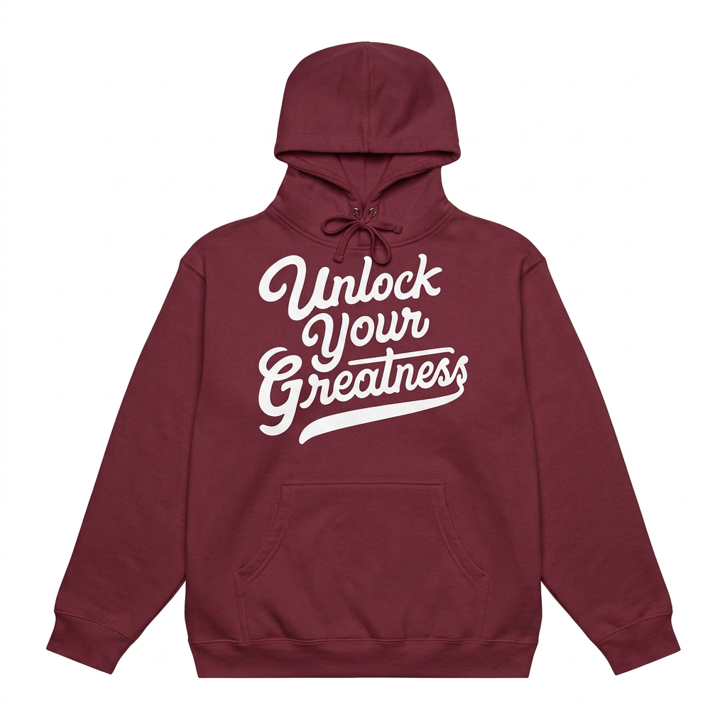 Unlock Your Greatness Hoodie - Maroon & White Urban Gate Apparel