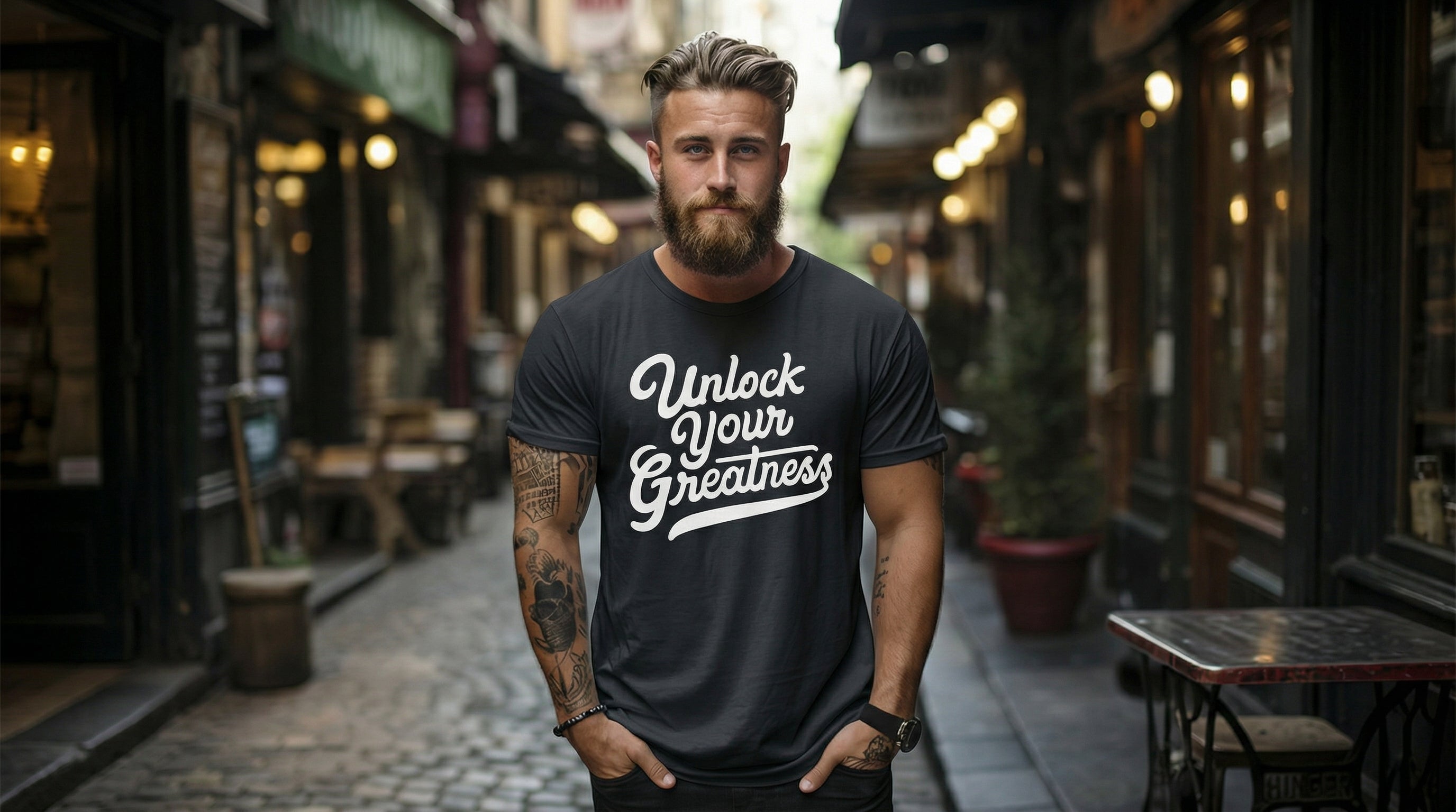 Unlock Your Greatness Tee- Navy Urban Gate Apparel
