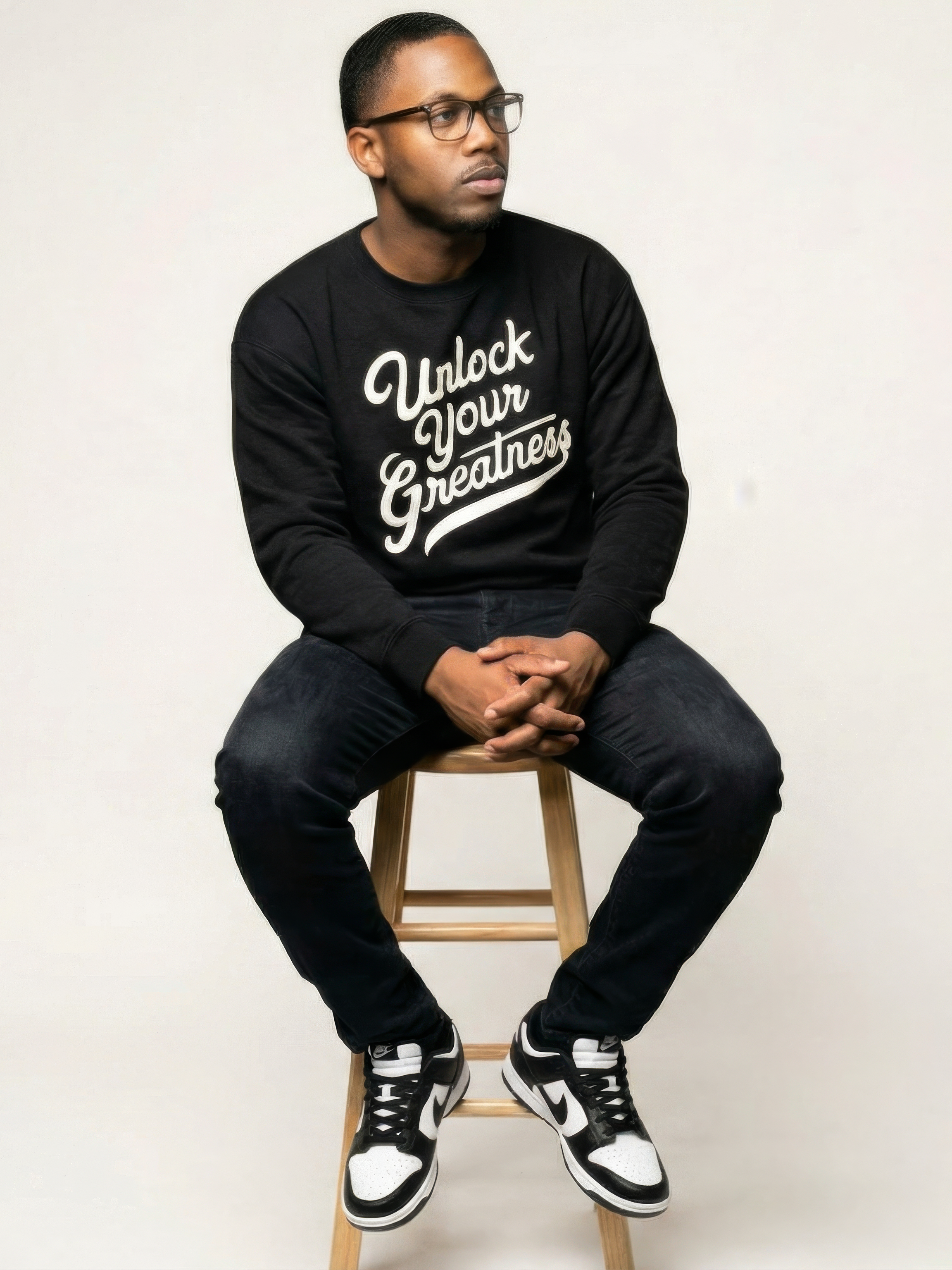 Unlock Your Greatness Crew - Black & White Urban Gate Apparel
