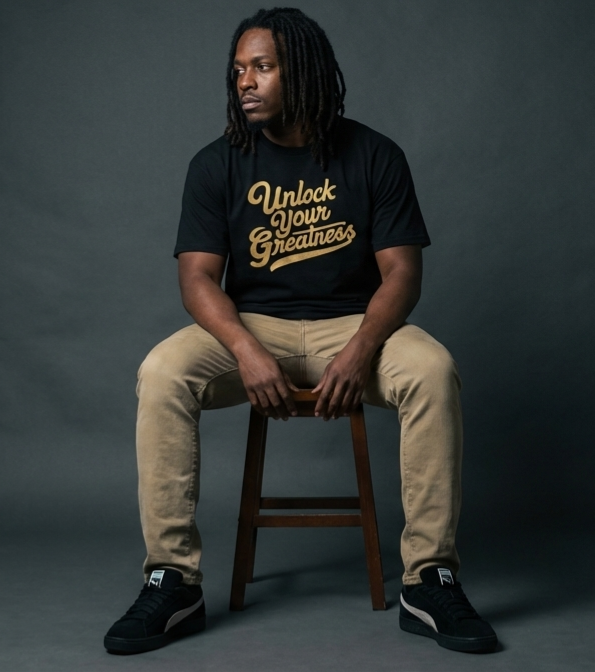 Unlock Your Greatness Tee - Black & Gold Urban Gate Apparel