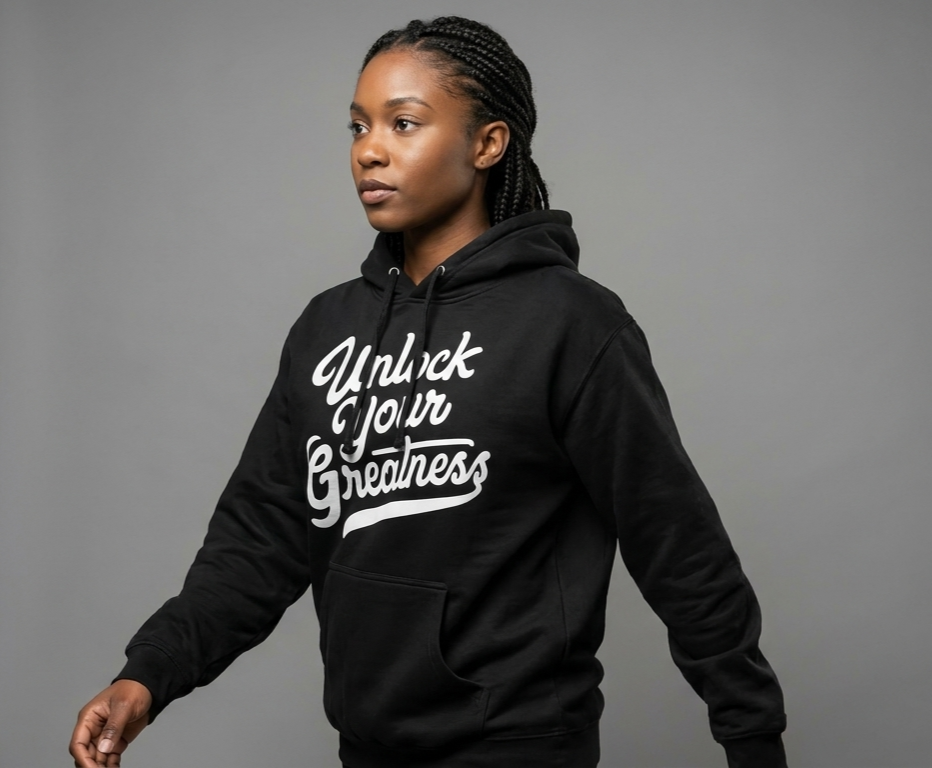 Unlock Your Greatness Hoodie - Black & White Urban Gate Apparel