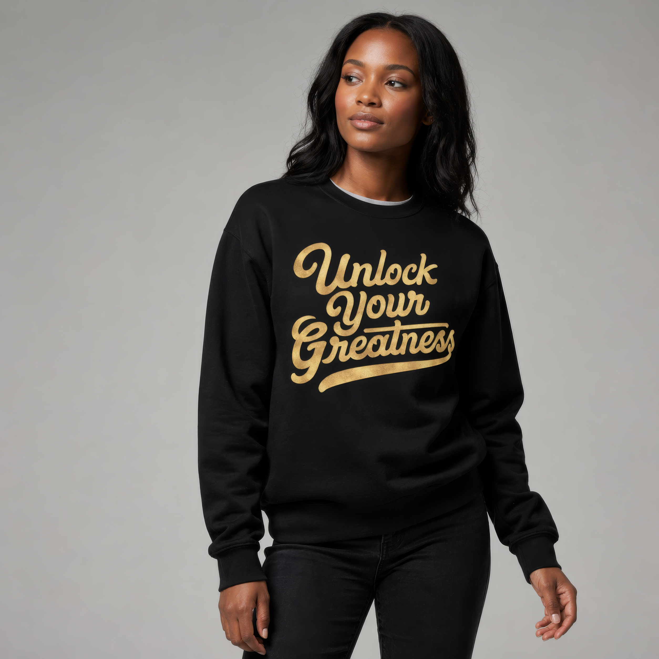 Unlock Your Greatness Crew - Black & Gold Urban Gate Apparel