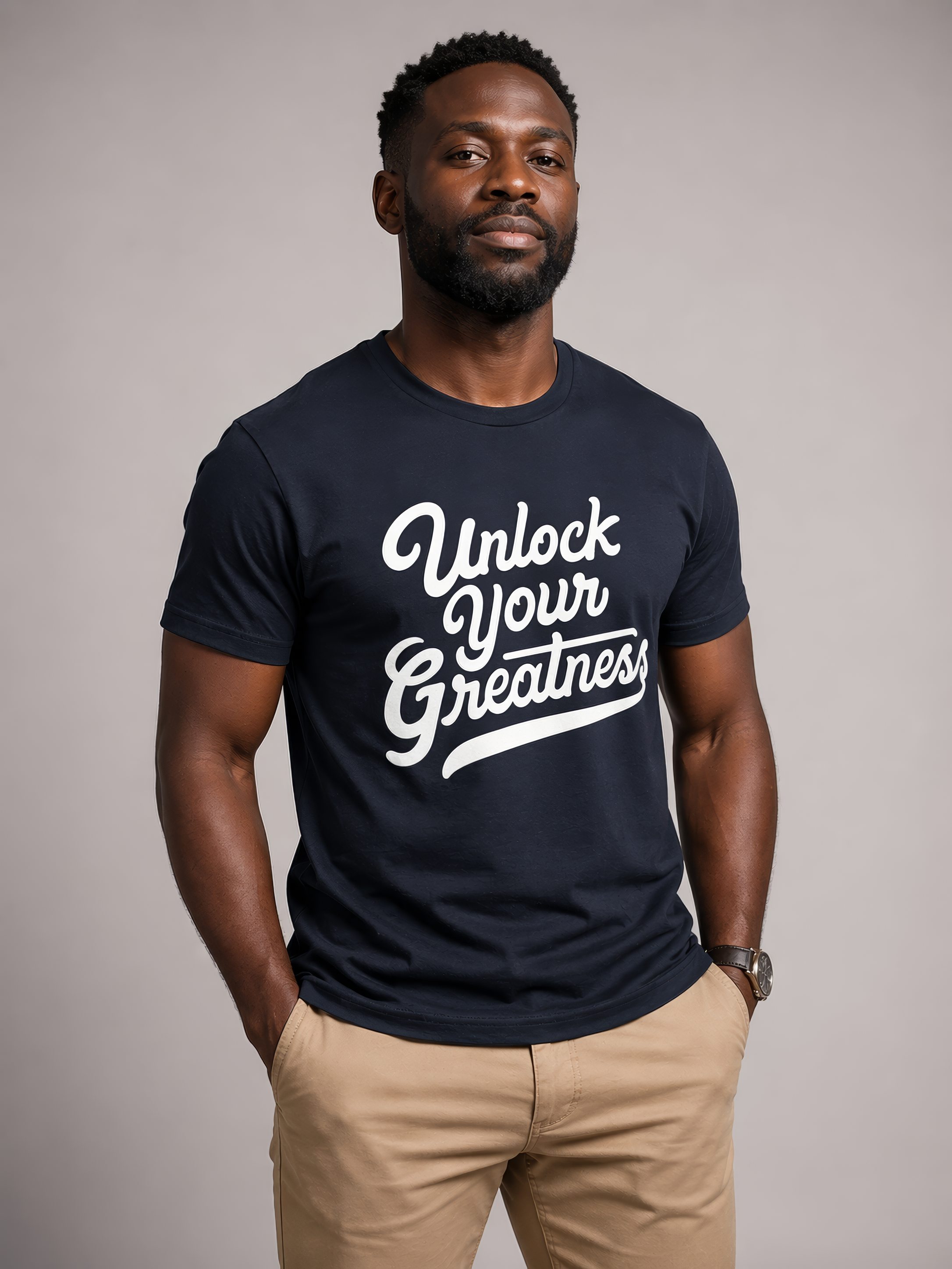 Unlock Your Greatness Tee- Navy Urban Gate Apparel