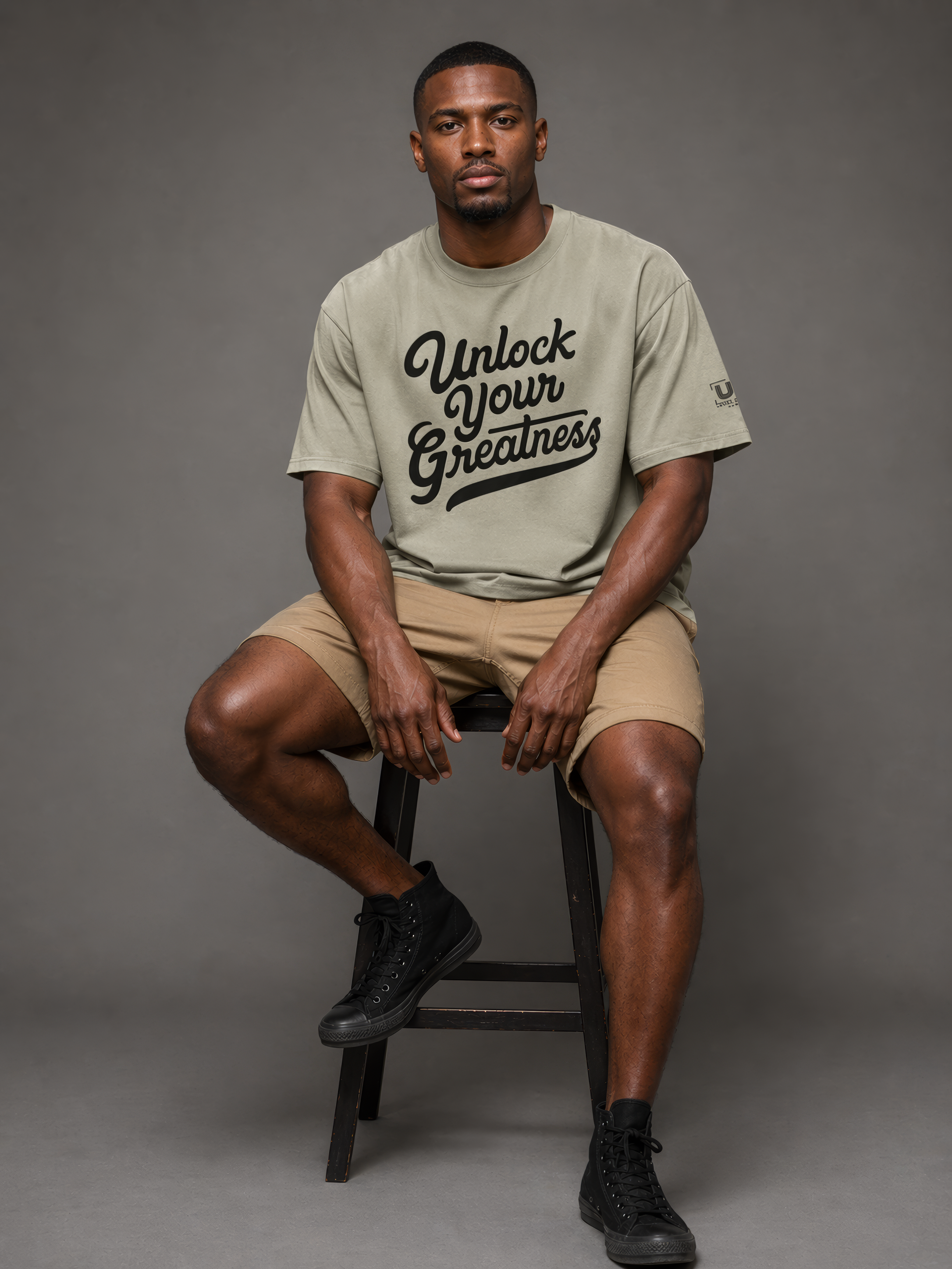 Unlock Your Greatness -Oversized Faded Tee- Eucalyptus Urban Gate Apparel