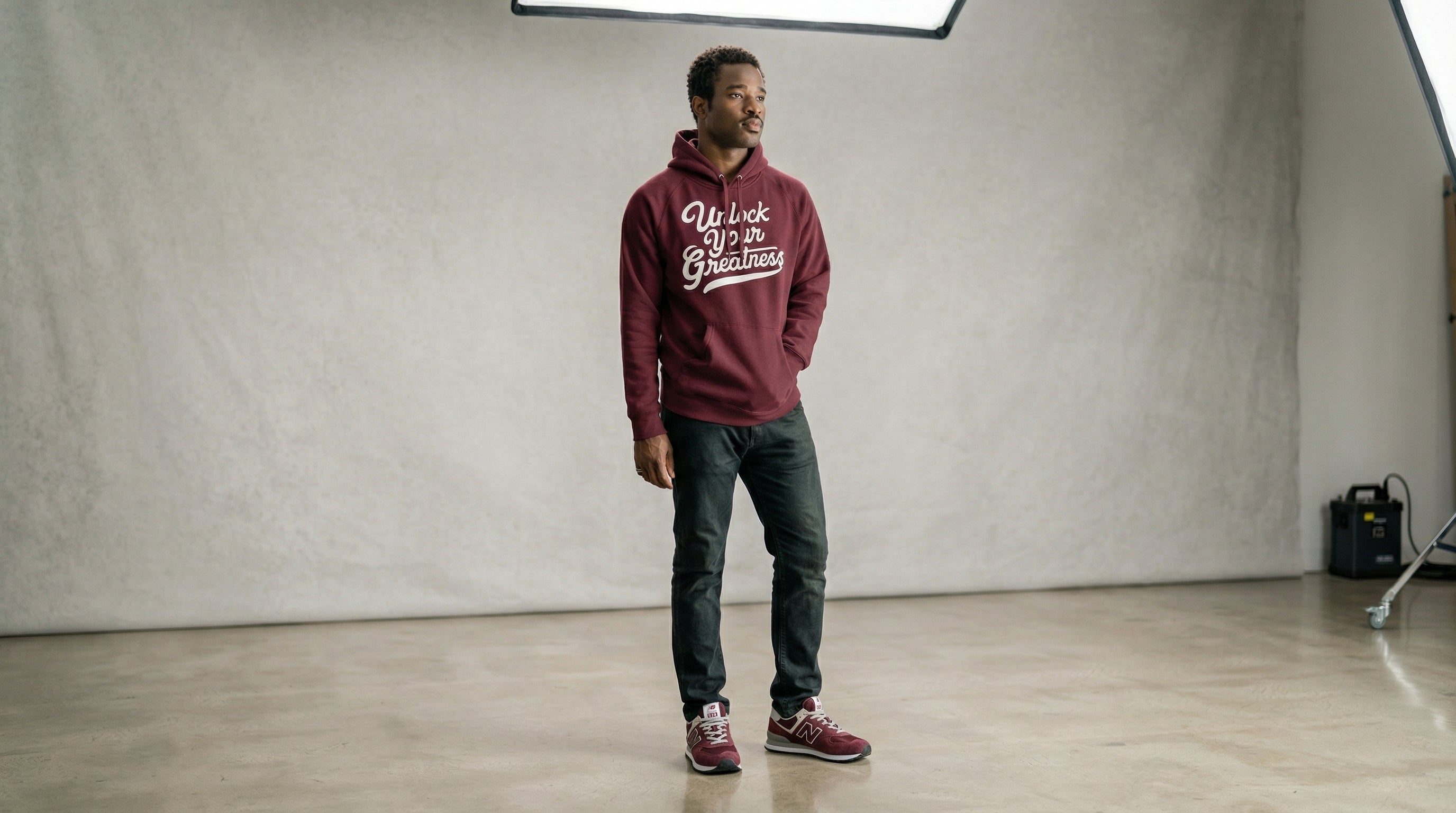 Unlock Your Greatness Hoodie - Maroon & White Urban Gate Apparel