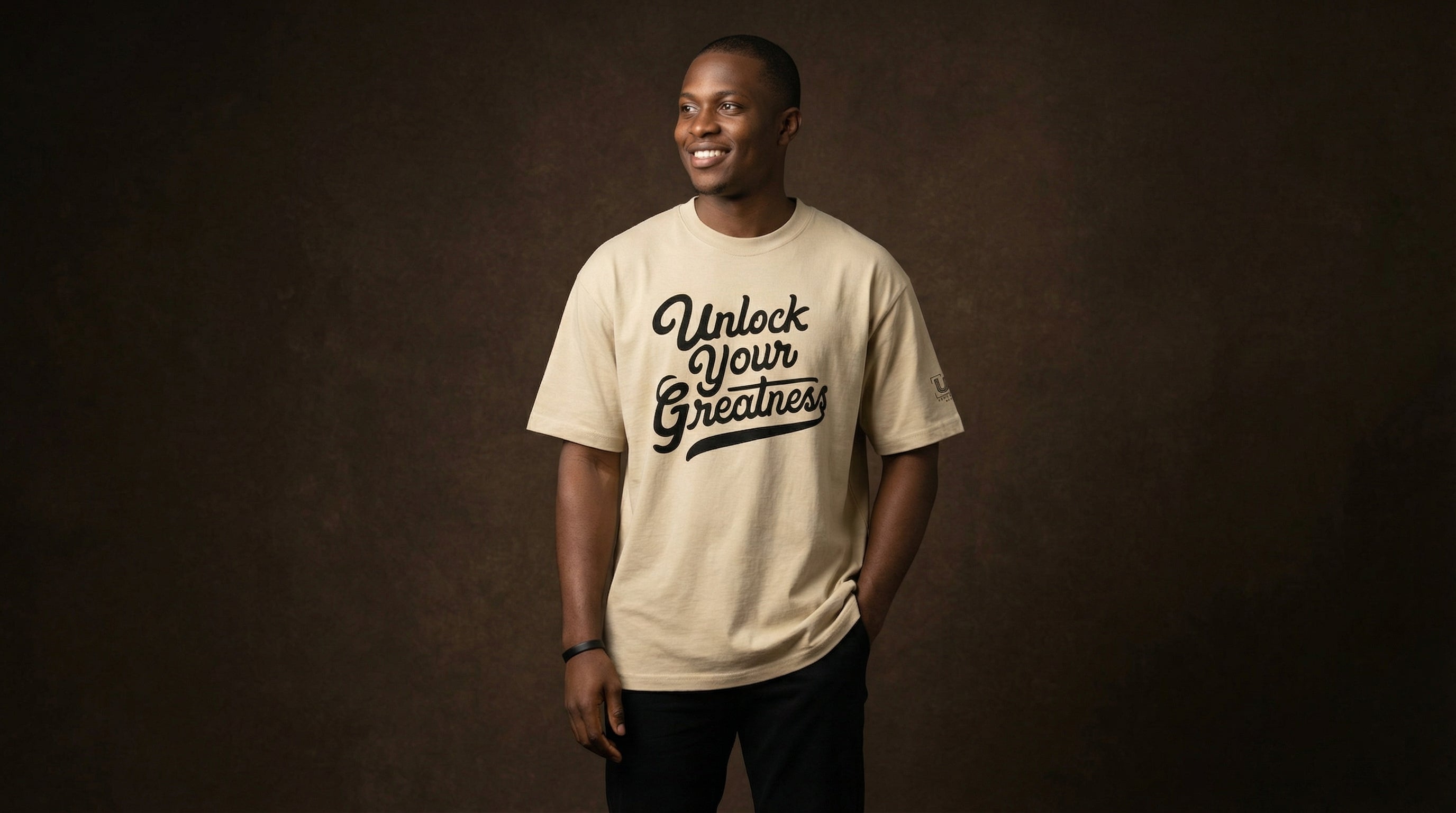 Unlock Your Greatness -Oversized Faded Tee- Khaki Urban Gate Apparel